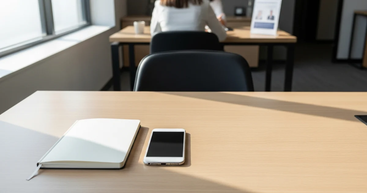 Mesa de escritório organizada com notebook e smartphone, representando análise de dados de performance de sites.