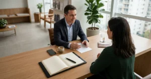 Mesa de escritório organizada com notebook e smartphone, representando organização e estratégia digital.